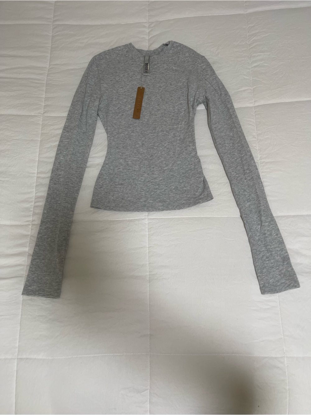 NWT SKIMS Light Heather Grey Cotton Jersey Long Sleeve T- Shirt